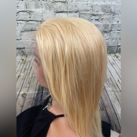 HD melting Lace front human hair wig #613 NEW platinum blonde - Picture 5 of 7